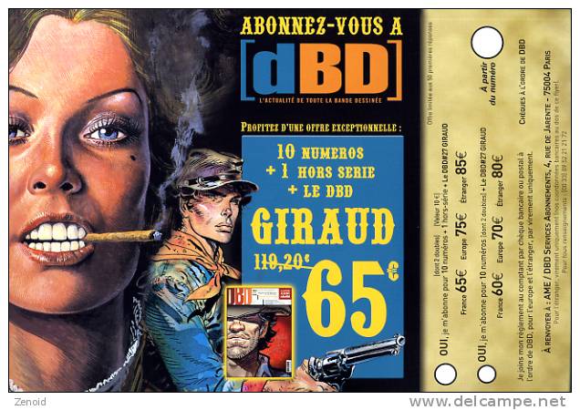 Bulletin Abonnement DBD - Illustration Jean Giraud "Blueberry" - Möbius