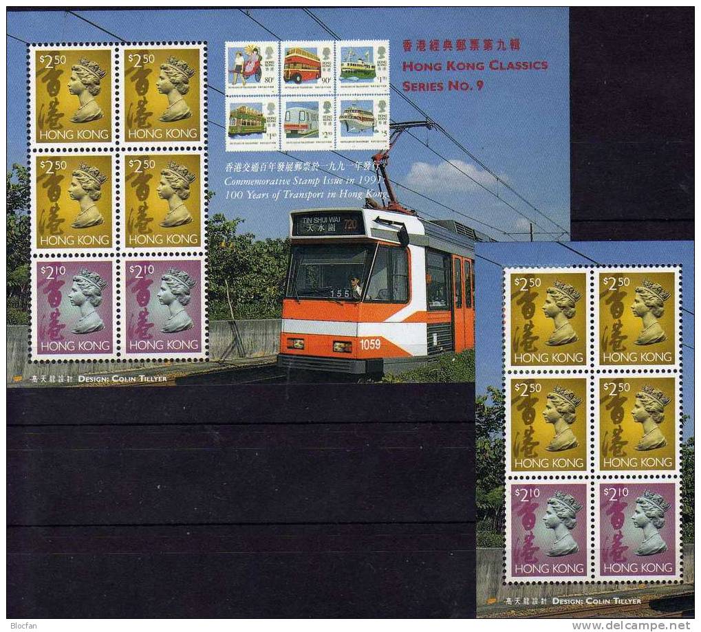 History Of The Post HONG KONG 1997 Stamps And 6bloc 49-51 ** + O 114€ Post Office Transport Schnellbahn Skyline By Night - Used Stamps
