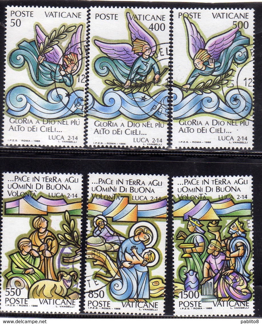 CITTÀ DEL VATICANO VATICAN VATIKAN 1988 NATALE CHRISTMAS NOEL WEIHNACHTEN NAVIDAD SERIE COMPLETA SET USATA USED OBLITERE - Used Stamps