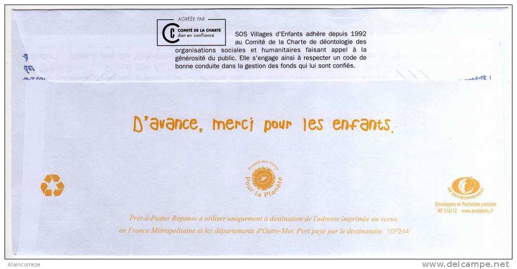 Entier Postal POSTREPONSE Oise Creil SOS Villages D´enfants Autorisation 42281 N° Au Dos 10P244 - Listos Para Enviar: Respuesta /Beaujard