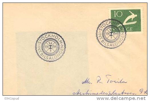 1954 Suéde Sweden  Stockholm  Bilsalongen  Sur Enveloppe - Autres & Non Classés