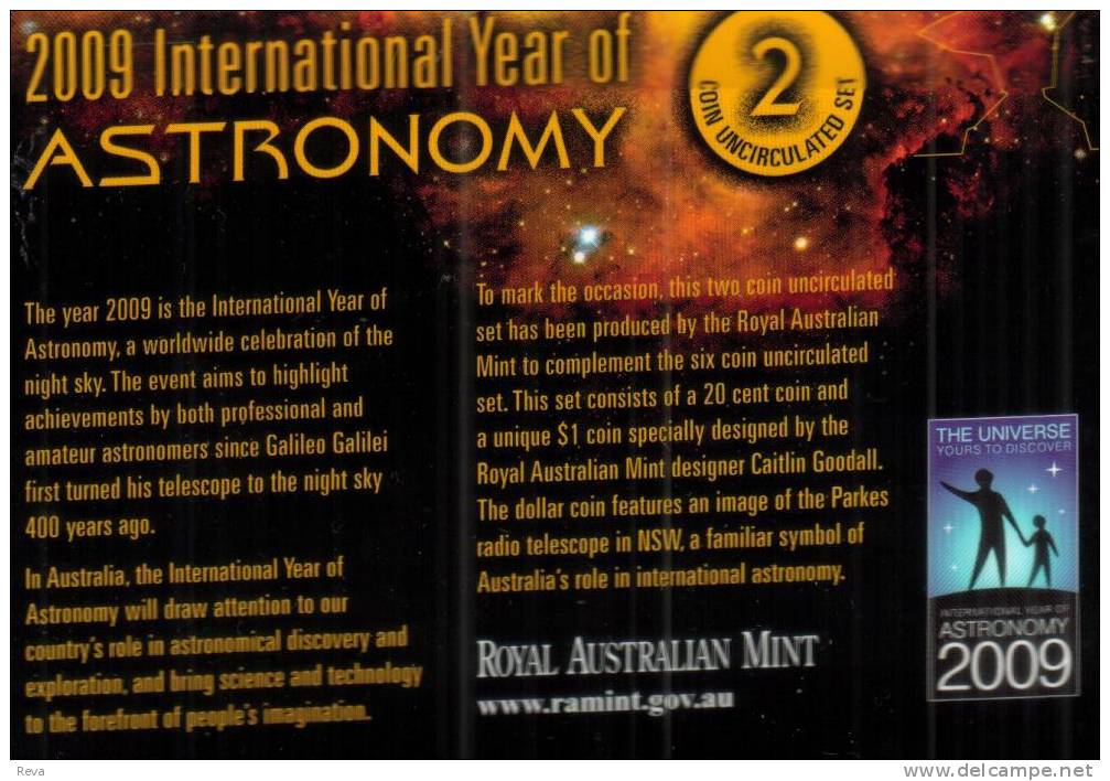 AUSTRALIA $1 INTERNATIONAL YEAR OF ASTRONOMY  2009  ONE YEAR TYPE UNC  NOT RELEASED READ DESCRIPTION CAREFULLY !!! - Mint Sets & Proof Sets