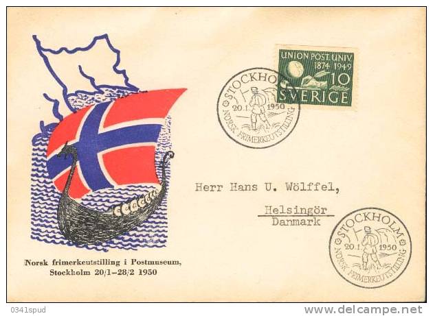 1950  Suéde Sweden  Stockholm Nordk Frimerkeutsstilling Sur Enveloppe - Other & Unclassified