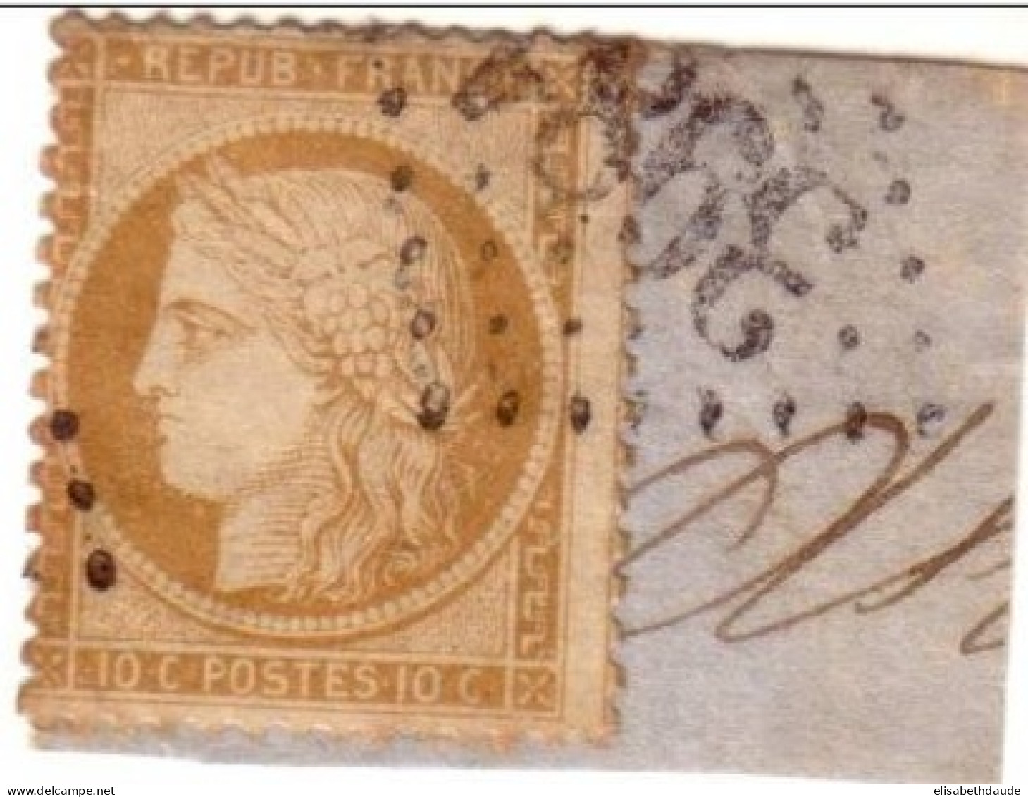 YVERT N° 36 - Oblitéré LOSANGE GC 3981 (TOULON) Sur FRAGMENT - TTB - COTE = 85 + EUR.- - 1870 Asedio De Paris