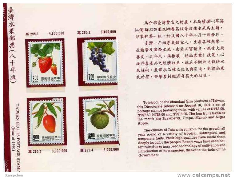 Folder Taiwan 1991 Fruit Stamps Strawberry Grape Mango Sugar Apple - Ungebraucht