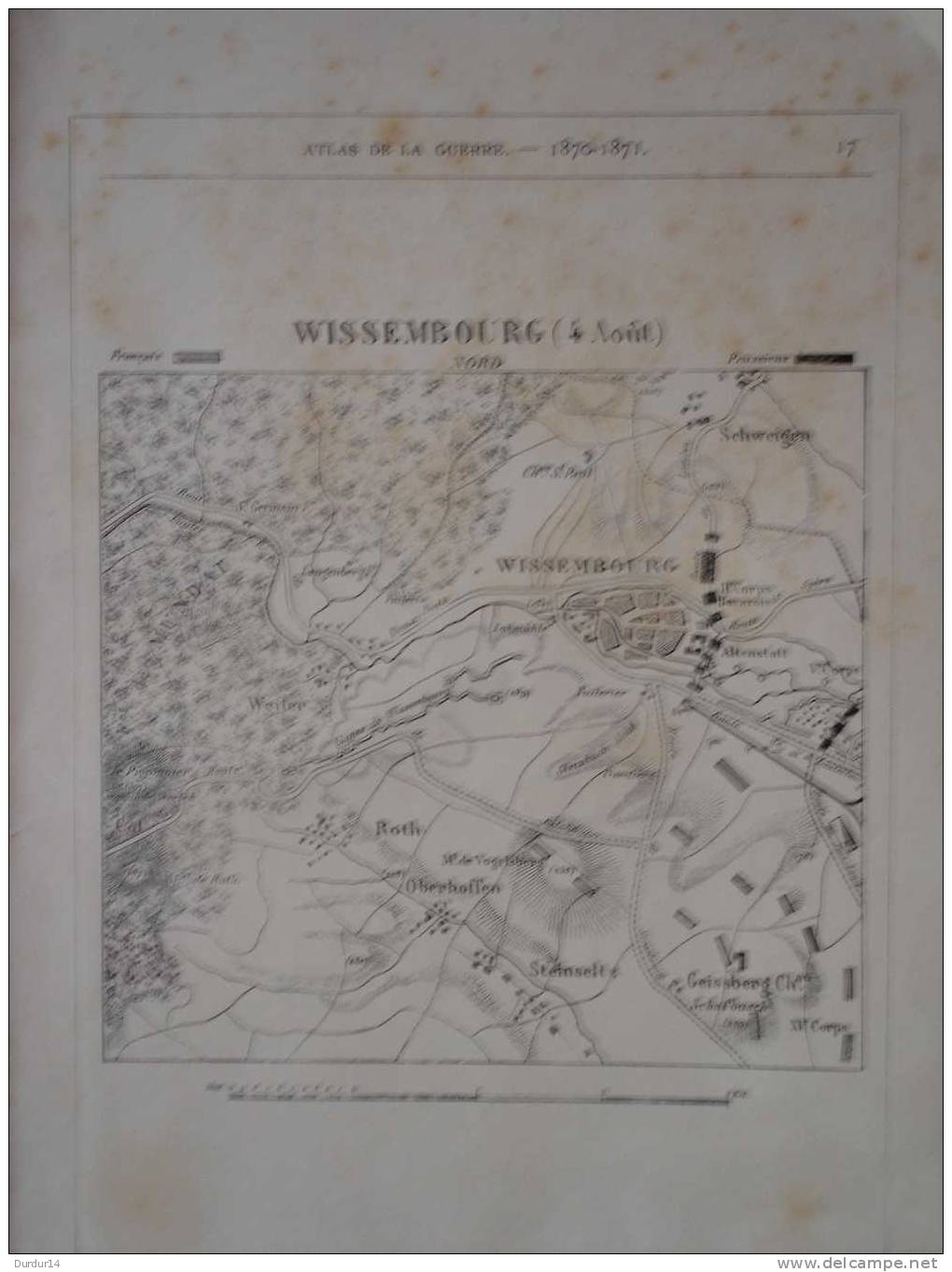 GUERRE 1870-71 Français-Prussiens / Atlas De 1886 / Carte De Bataille /  WISSEMBOURG  ( Bas-Rhin  ) - Mapas Topográficas