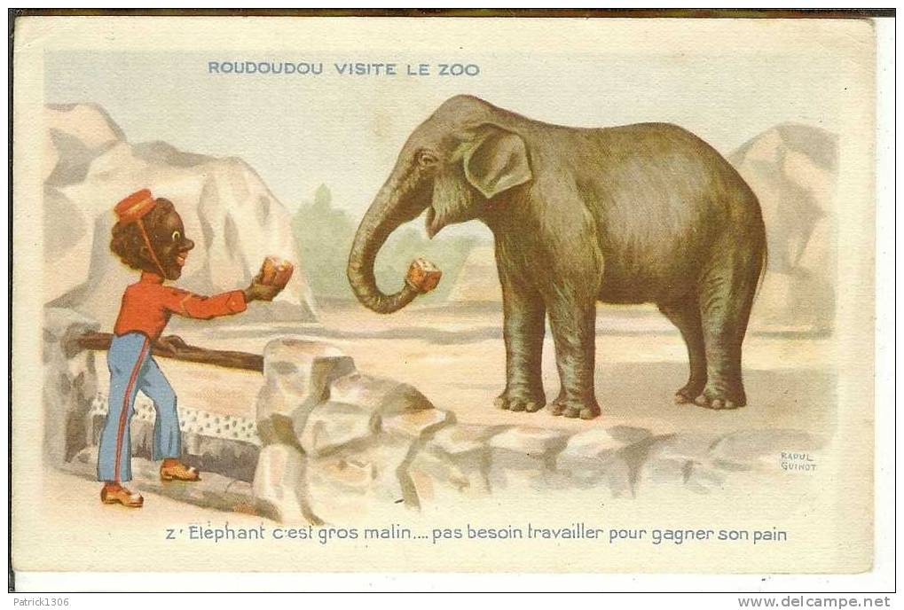 CPA  Illustration Raoul GUINOT, ROUDOUDOU Visite Le Zoo  1428 - Éléphants