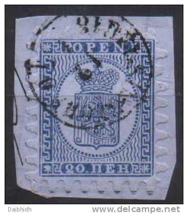 FINLAND 1866 20p Blue, Roulette III Fine Used - Usados