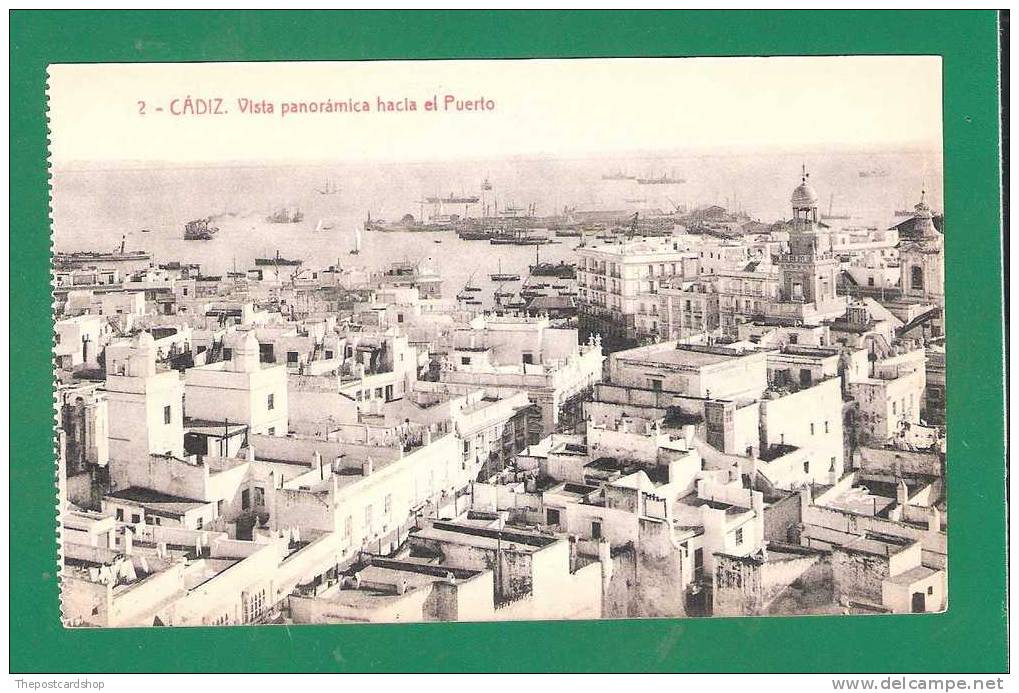 ESPANA No2 CADIZ VISTA PANORAMICA HACIA EL PUERTO 1949 FOTOTIPIA THOMAS BARCELONA MORE CADIZ LISTED FOR SALE - Cádiz
