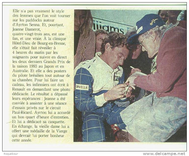 01 - BOURG EN BRESSE - Jeanne Damerot Et Ayrton Senna - TBE - - Sportifs