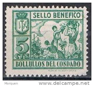 Beneficencia, BOLLULLOS (Huelva) 5 Cts Verde, Guerra Civil * - Viñetas De La Guerra Civil