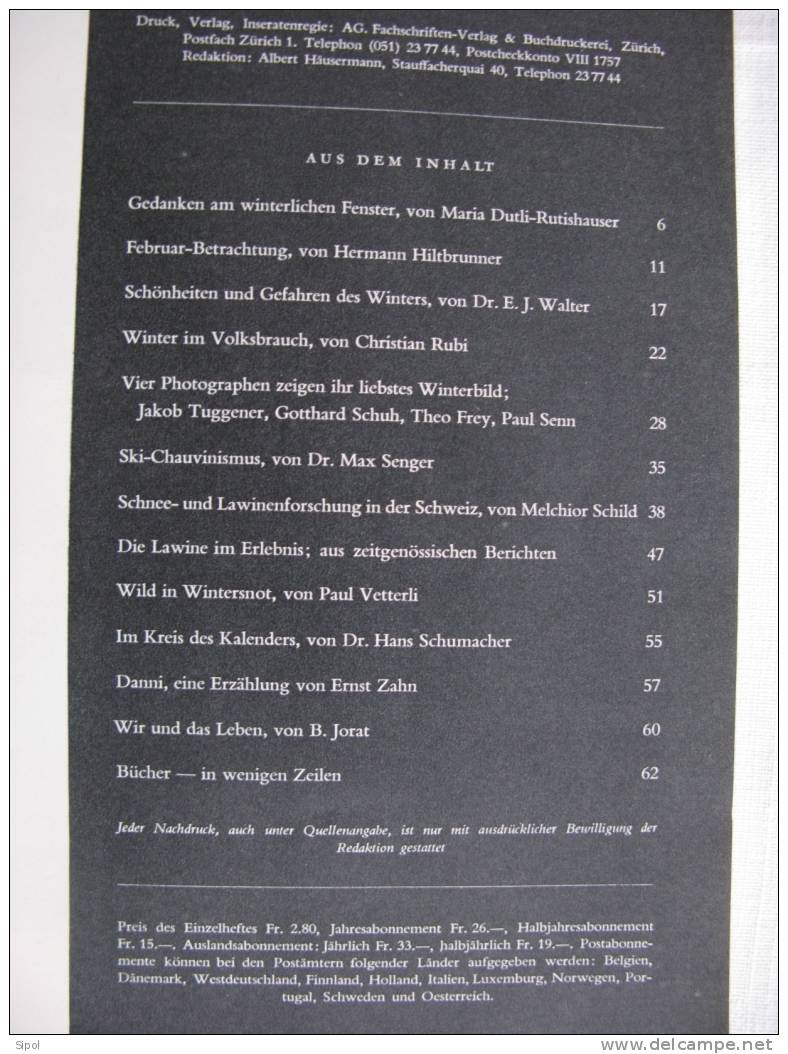 Schweizer Journal Februar 1953 - 62 Pages En Bon état  Propres Et Intactes - Hobbies & Collections