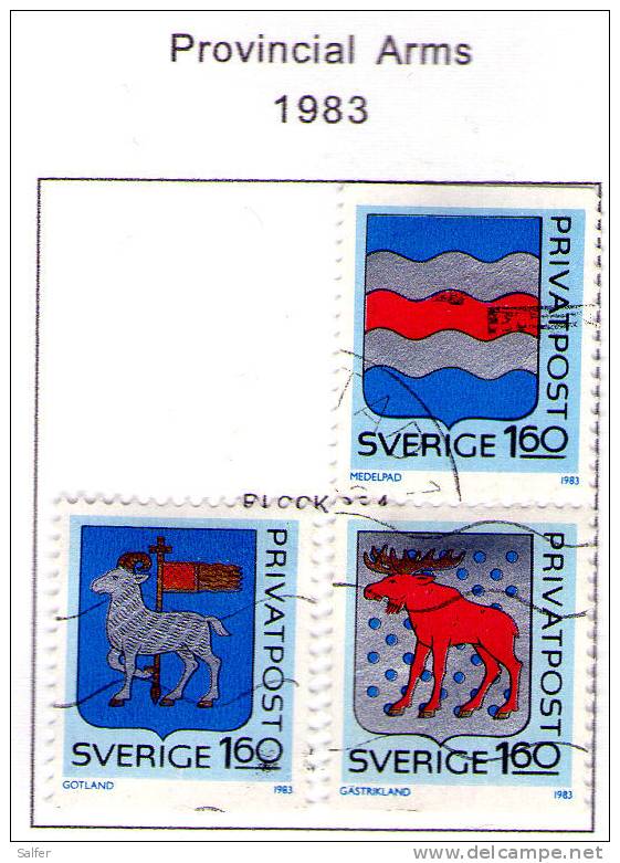 SCHWEDEN / SWEDEN / SVEZIA 1983 Provincial Arms  Gest / Used  / Usati - Usati