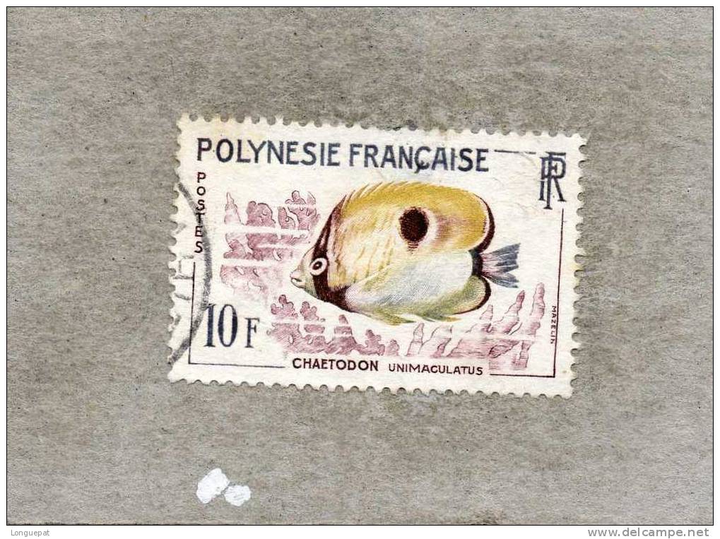 POLYNESIE Française : Poisson : Chaetodon Unimaculatus (poisson-papillon à Larme) - Oblitérés