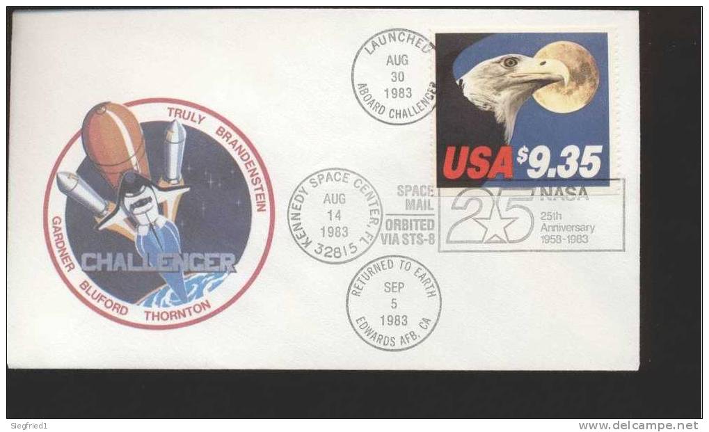 USA Brief NASA Flugbeleg Challenger MiNr.  1648c - Brieven En Documenten