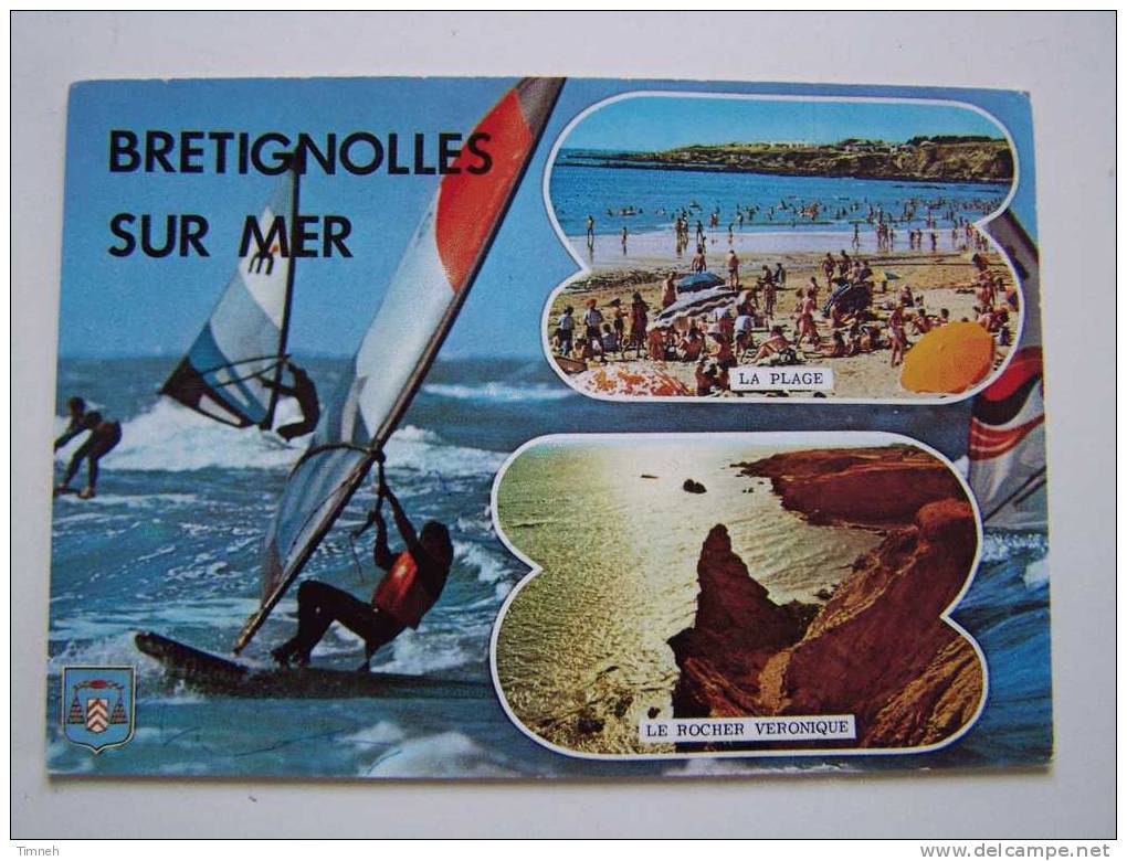 CPM.Planche à Voile- La Plage- Le Rocher Véronique-BLASON-éditeurs Artaud Frères- - Bretignolles Sur Mer