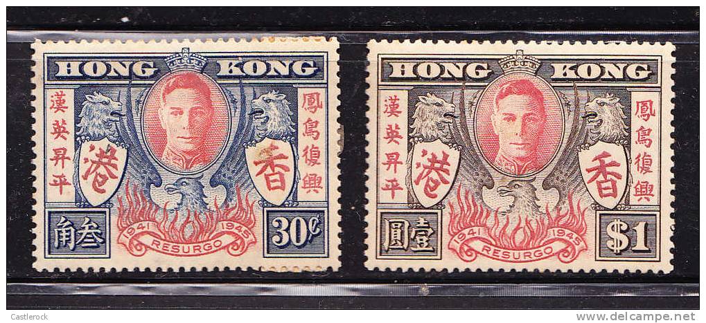 RT)1946,HONG KONG ,SCN 174-175,PHOENIX  RISING FROM FLAMES,MINT,TONING DOTS,PERF.13X12 ½ ,CV 9.50 - Unused Stamps