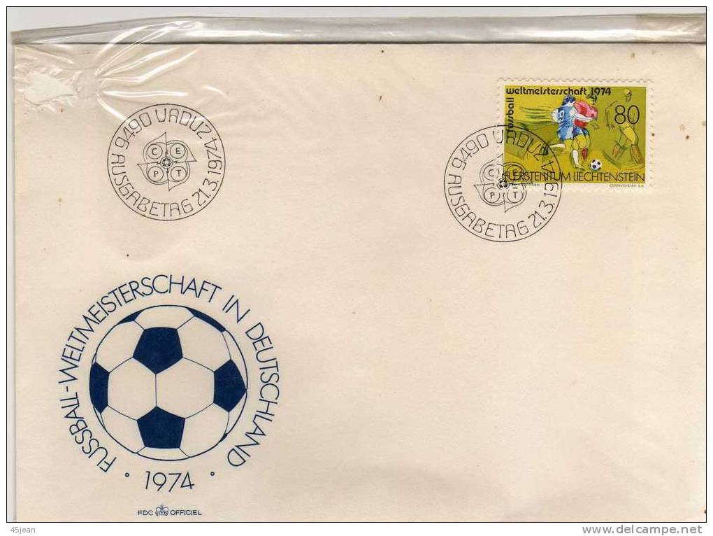 Liechtenstein : 1974 Fdc Football Coupe Du Monde En Allemagne, Oblitération Europa - 1974