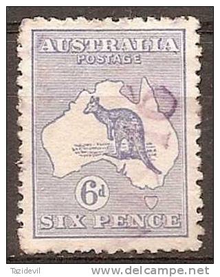 AUSTRALIA - 1913 6d Kangaroo, Watermark 8 (first). Scott 8. Used - Used Stamps