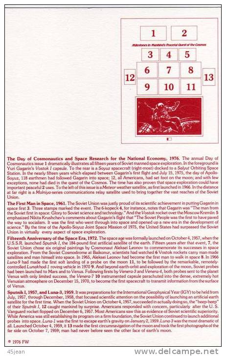U.R.S.S: 1976 3 Beaux Documents (34.5x26.05) Sur La Conquête Spatiale Avec Descriptifs Voir Scans Et Description - Russia & USSR