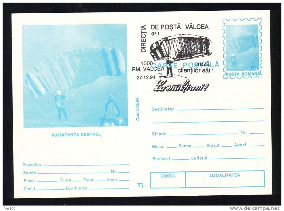 Parachutisme  POSTCARD   PMK 1994 BUCURESTI.(E) - Paracadutismo