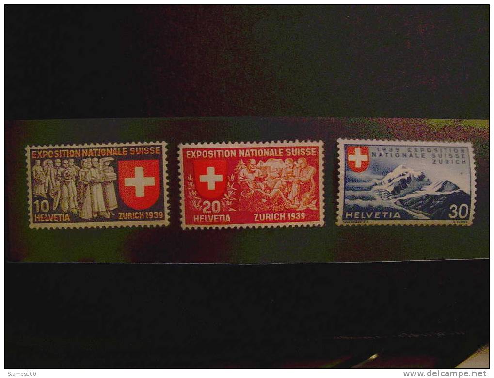 SWITSERLAND, SCHWEIZ, SUISSE 1939 LANDESAUSTELLUNG FRANCE MI 338/40  MH* PLAKKERREST  (050904-220-015) - Unused Stamps
