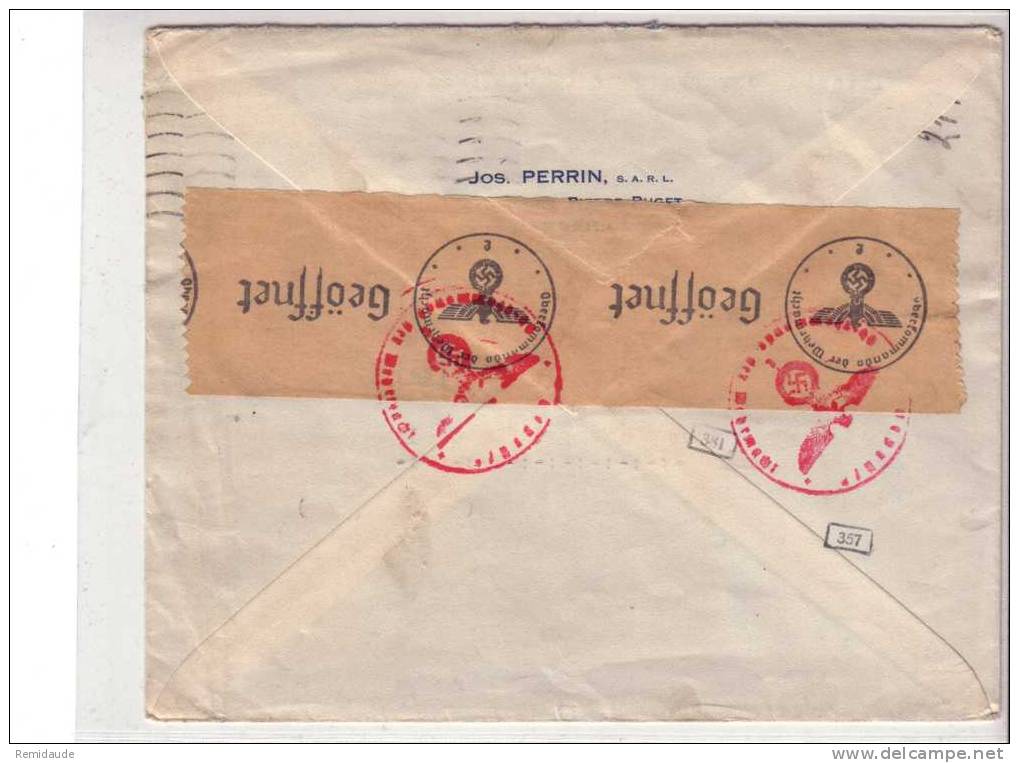 PETAIN - 1942 - Yvert N°514 + 521 Sur LETTRE Avec CENSURE De MARSEILLE Pour HAMBURG ! - 1941-42 Pétain