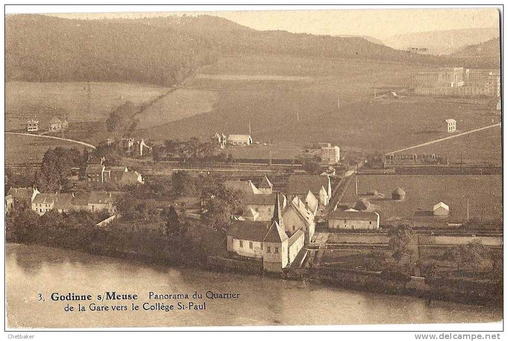 Godinne S/Meuse Panorama Du Quartier De La Gare Vers Le College St Paul 1929 - Yvoir