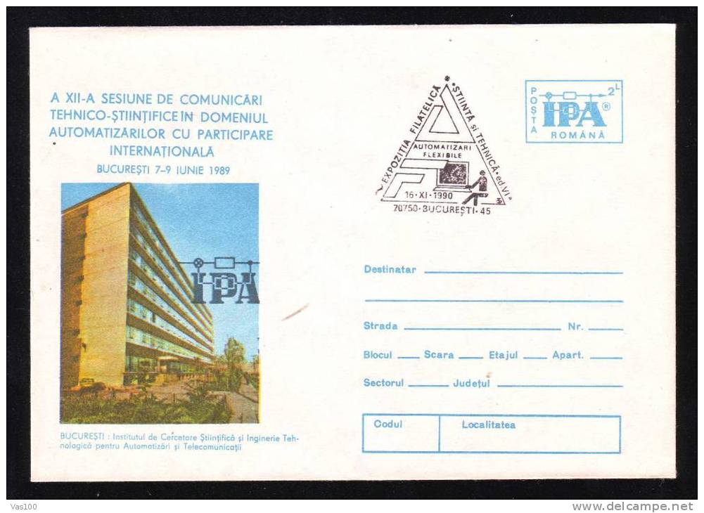 ROMANIA 1989 CONFERENCE INFORMATIQUE,COMPUTERS,TELECOMMUCATIONS,rare Cover PMK On Cover!!. - Computers