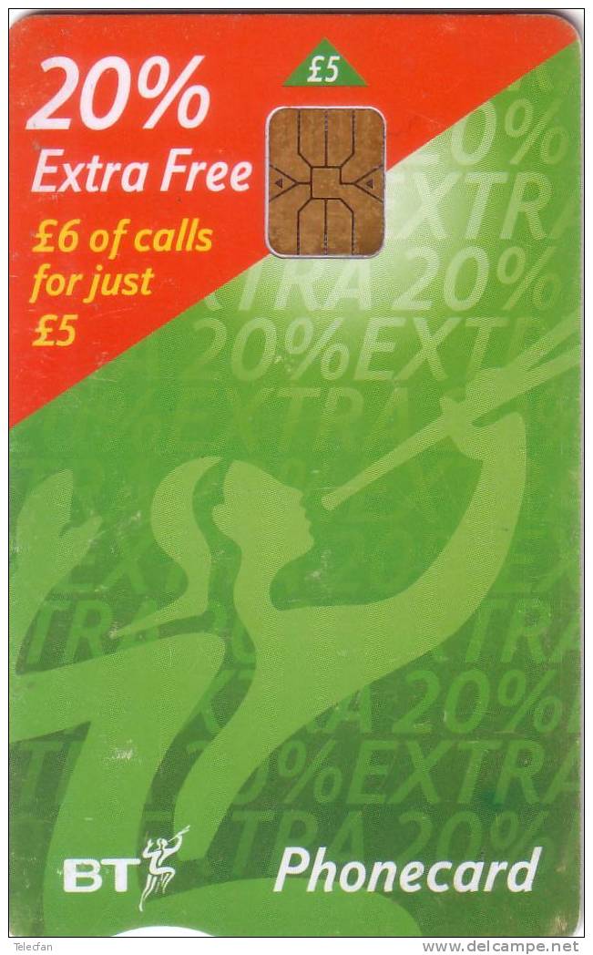 GB BT PHONOCARD 5£ + 20% EXTRA FREE PUCE SA1 SCHLUMBERGER SEMA - BT General