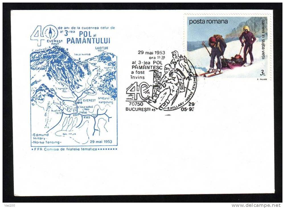 Romania 1993,cover Climbing Everest,Edmund Hillary,Norke Tensing Exoedition 1953 - Escalada