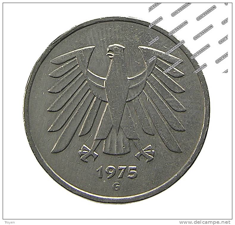 Allemagne - 5 Mark - 1975 G   -  Cu.Ni - TB+ - 5 Mark