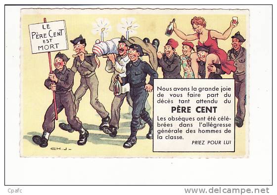 Carte 1950 SIGNEE CHAPERON "le Père Cent Est Mort" Militaires - Chaperon, Jean