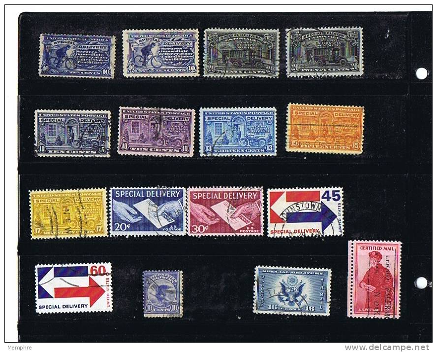 Lot De 16 Timbres Exprès Et Autres Oblitérés - Special Delivery, Registration & Certified