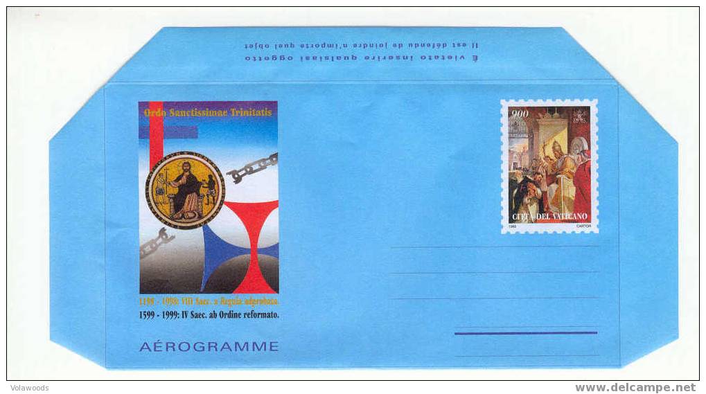 Vaticano: Aerogramma Nuovo: Ordine Trinitario - 8° Cent.approvazione Della Regola E 4° Cent. Riforma Dell´ordine - Postal Stationeries