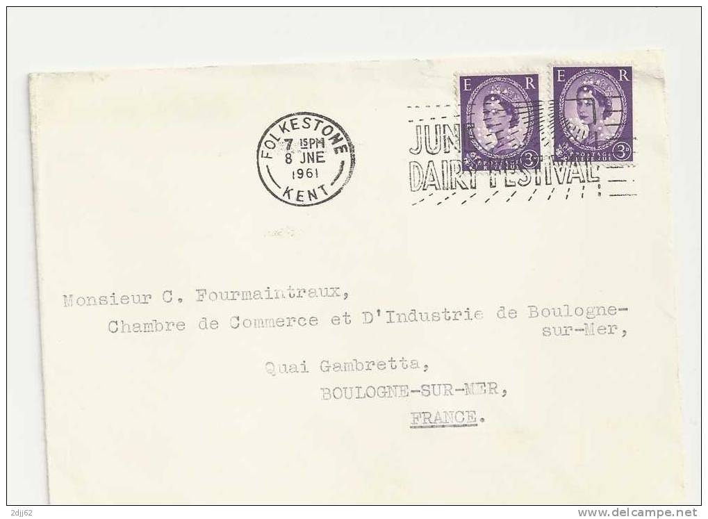 267 Yv Et T, Perforé "F B C" ( Folkestanic  Sigillu  Officii ),  2 Exemplaires  - Enveloppe  Entière   (G533) - Gezähnt (perforiert)