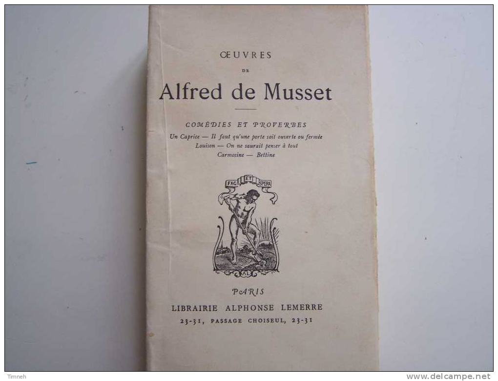 OEUVRES DE Alfred De Musset-comédies Et Proverbes-1950 Librairie Alphonse Lemerre- - Autores Franceses