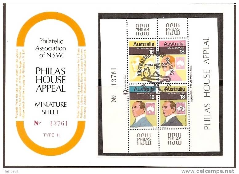AUSTRALIA - 1977 Special Souvenir Sheet Issued For Philas House Appeal With Official Card. Rare - Cinderellas