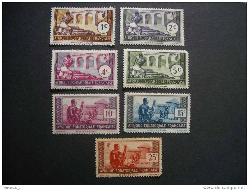 Afrique Equatoriale Française    *  *  De  1943  "  Timbres De 1937 / 1942 - Série Courante  "     7  Val . - Unused Stamps