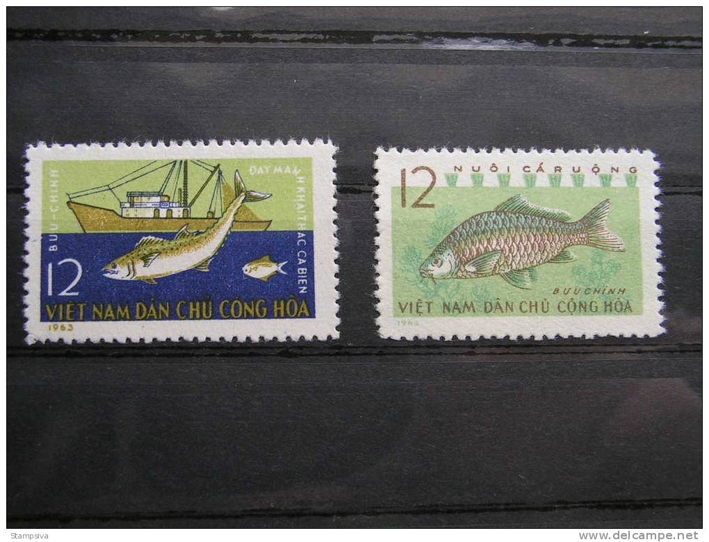 ==  Vietnam , Fische 1963  , O.G. No Gumm As Issued 262-263, Michel € 11,00 - Fishes