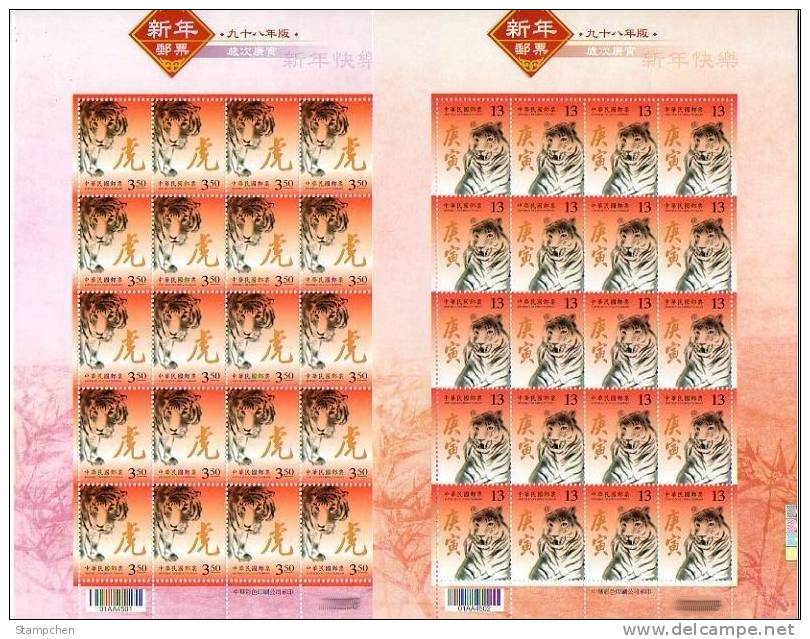 2009 Chinese New Year Zodiac Stamps Sheets - Tiger Calligraphy 2010 - Chines. Neujahr