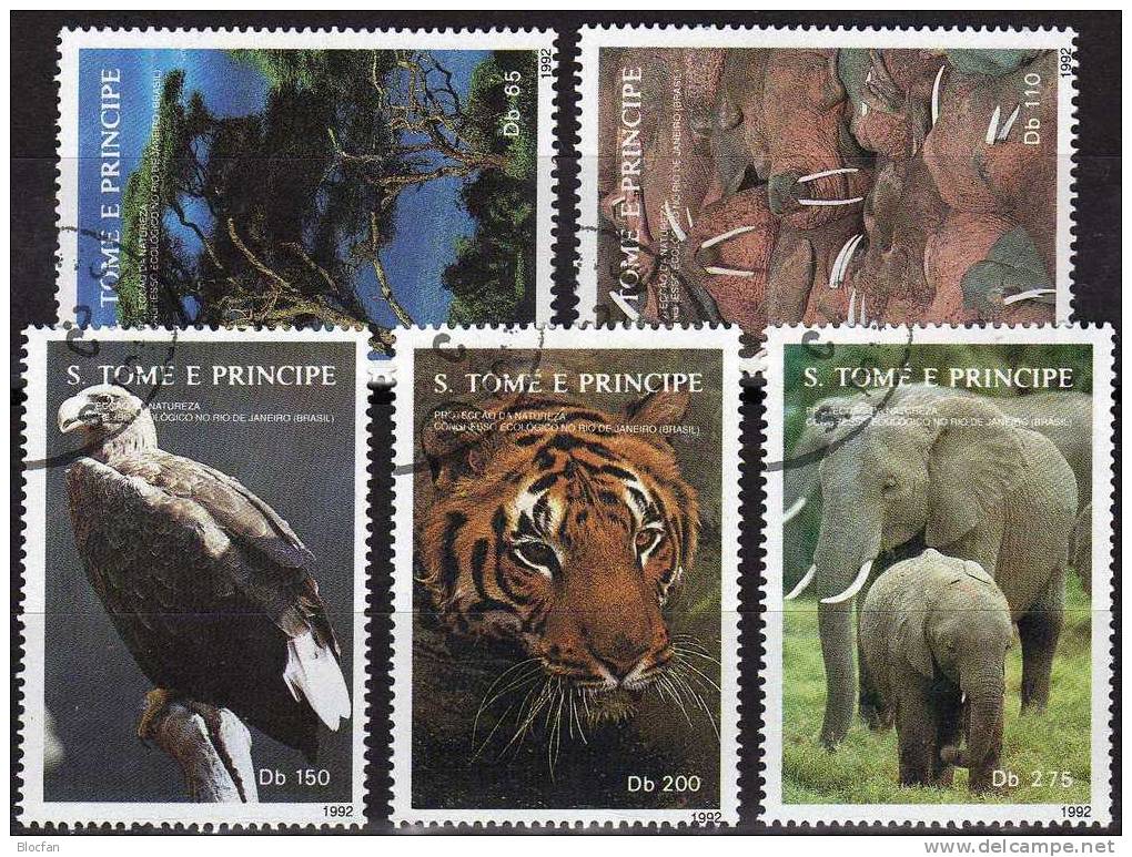 Konferenz Der UNCED 1992 Thomas-/Prinzen-Insel 1336/0 O 8€ Naturschutz WWF Urwald Tiere Fauna Set Sao Tome/Principe - Sao Tome Et Principe