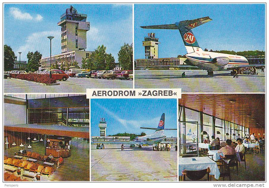 AK FLUGWESEN AERODROME  "ZAGREB" KROATIEN   GROSSE FORMAT OLD POSTCARD 1972 - Aerodrome