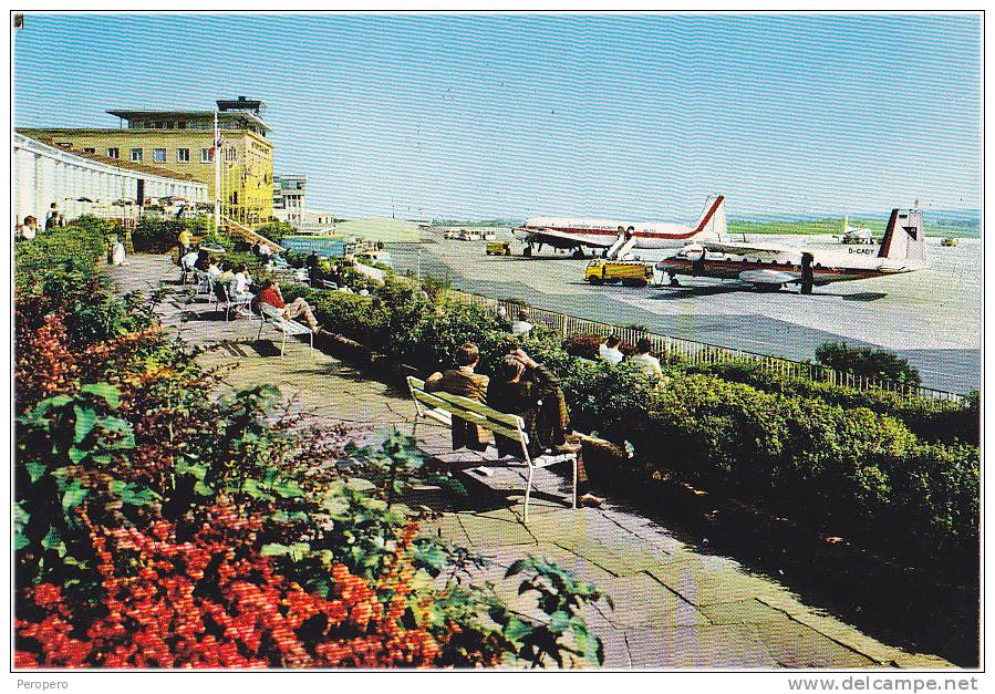 AK FLUGWESEN AERODROME STUTTGART FLUGHAFEN    GROSSE FORMAT OLD POSTCARD 1977 - Aerodrome