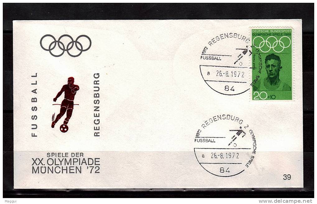 ALLEMAGNE   Enveloppe  Cachet 26-8-1972  Regensburg 2  Jo 1972  Football  Soccer Fussball - Tennis