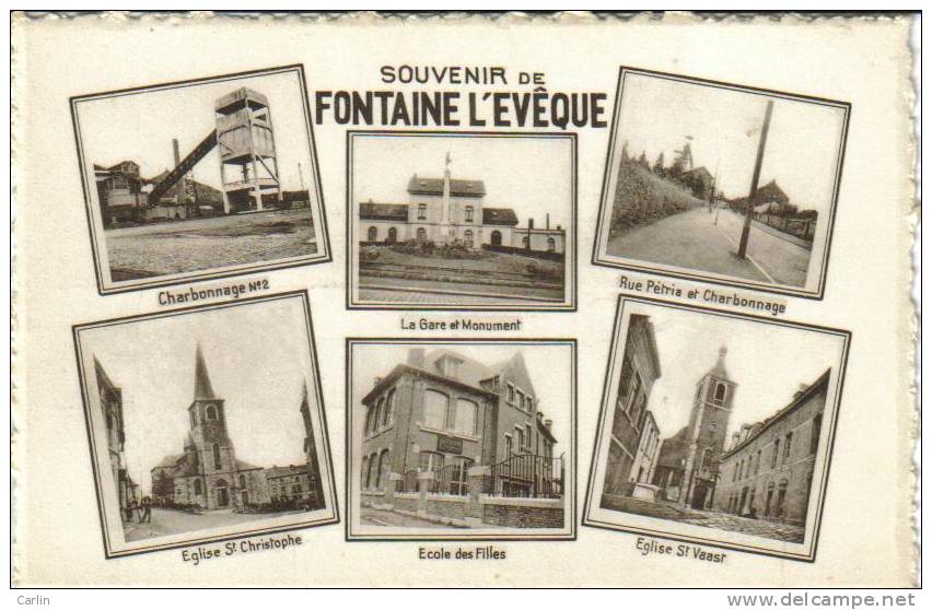 Fontaine L'Eveque  Charbonnage Gare Et Monument Eglise  Ecole Des Filles Rue Petria - Fontaine-l'Evêque