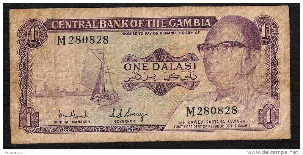 GAMBIA GAMBIE  P4e  1   DALASI  1971  Signature 6   FINE  NO P.h. ! - Gambie