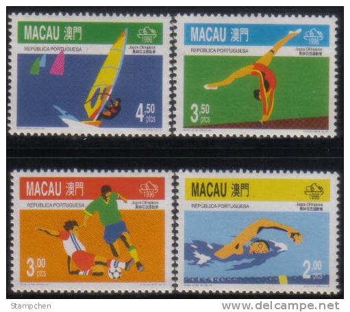 1996 Macau/Macao Stamps-Olympic Games Atlanta Footbal Soccer Swimming Gymnastics Windsurfing Sport - Unused Stamps