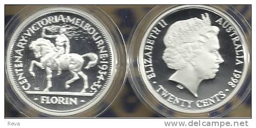 AUSTRALIA  20 CENTS HORSE ANIMAL FROM MASTERPIECES IN SILVER 1998 PROOF QEII  READ DESCRIPTION CAREFULLY!! - Other & Unclassified