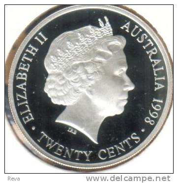 AUSTRALIA  20 CENTS HORSE ANIMAL FROM MASTERPIECES IN SILVER 1998 PROOF QEII  READ DESCRIPTION CAREFULLY!! - Otros & Sin Clasificación